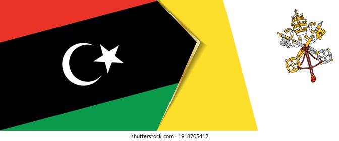 Libya and Vatican City flags, two vector flags symbol of relationship or confrontation.