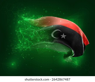 Libya, vector 3d flag on green background and numbers