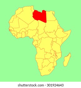 Libya vector map isolated on Africa map. Editable vector map of Africa.