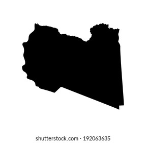 Libya vector map silhouette isolated on white background. High detailed silhouette illustration. State in North Africa. Arab league member country.