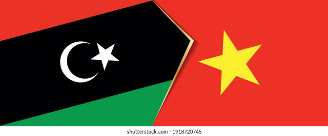 Libya and Vietnam flags, two vector flags symbol of relationship or confrontation.