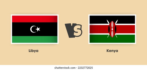 Libya vs Kenya flags placed side by side. Creative stylish national flags of Libya vs Kenya with background