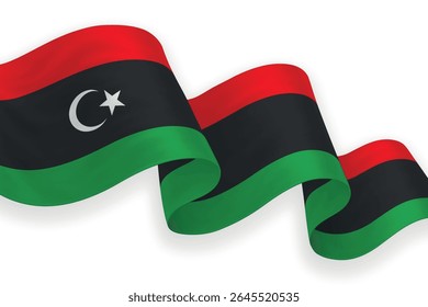 Libya waving flag with bright colors on clean background