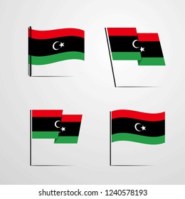 Libya Waving flag set