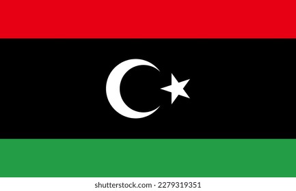 Vector de bandera libia. Ilustración de la bandera libia.