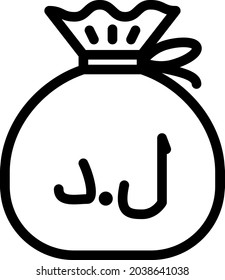 Ilustración vectorial de la bolsa de dinero en dinares libios . Huelga editable.