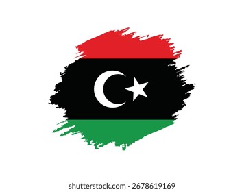 Libyan Flag in Brush Stroke Style