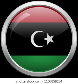 Libyan flag glass button vector illustration