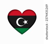 Libyan flag heart-shaped sign. Vector illustration.