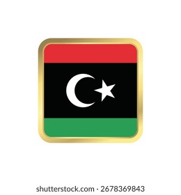 Libyan Flag Icon with Gold Border