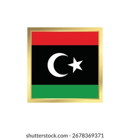 Icono de la bandera libia con un marco de oro