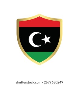 Libyan Flag Shield Emblem isolated