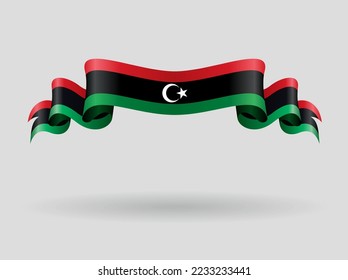 Libyan flag wavy abstract background. Vector illustration.