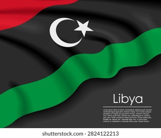 Libyan waving flag template for national day or travel concept. Vector illustration.