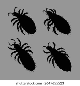 lice insect vector set hand drawn illustration on white background. silhouette vector set.