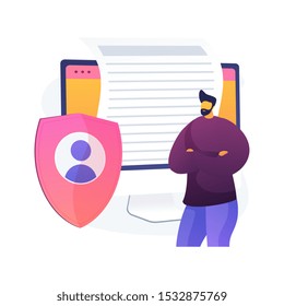 Licence agreement. Confidential electronic correspondence, internet privacy protection, regulations idea. Cybersecurity, safeguard software. Vector isolated concept metaphor illustration