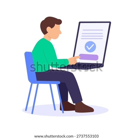 License Activation, enabling approved business authorization officially, Flat vector character illustration
