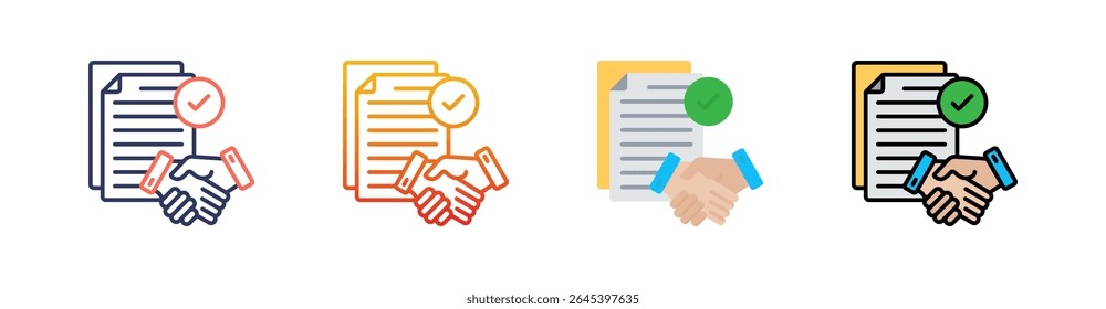 Vetor de Conjunto de Ícones de Vários Estilos do Contrato de Licença