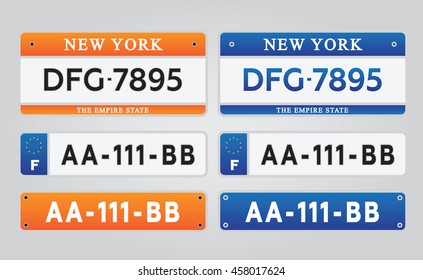 License car number plates set vector illustration