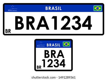 License car plate Brazil. Only graphical representation without scale or precision of the original elements.