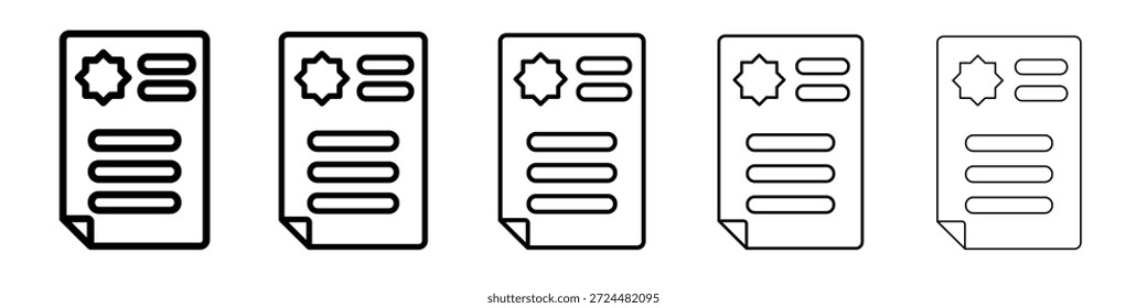 Diseño de icono de Licencia en estilo de trazo editable delgado para trabajo gráfico