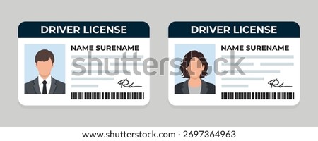 Driver’s License Icon. Flat Style Identification Document Vector Illustration on Isolated Background.