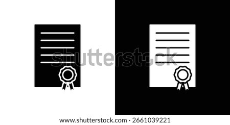 License icon in flat version on black and white background