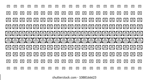 License icon halftone pattern, constructed for backgrounds, covers, templates and abstract compositions. Vector license shapes organized into halftone matrix.