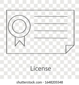 License icon on transparency background. Creative idea design. Flat vector illustration for template, brochure or presentation.