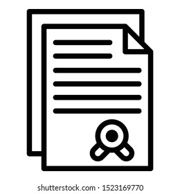 License icon. Outline license vector icon for web design isolated on white background