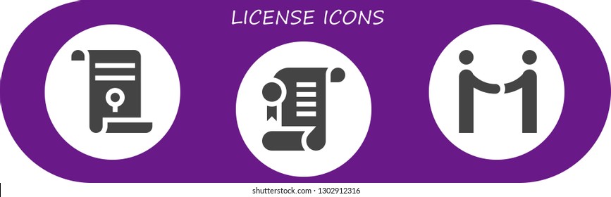  license icon set. 3 filled license icons.  Simple modern icons about  - Agreement