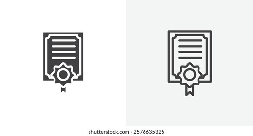 License icon set in black flat solid and outlined style.