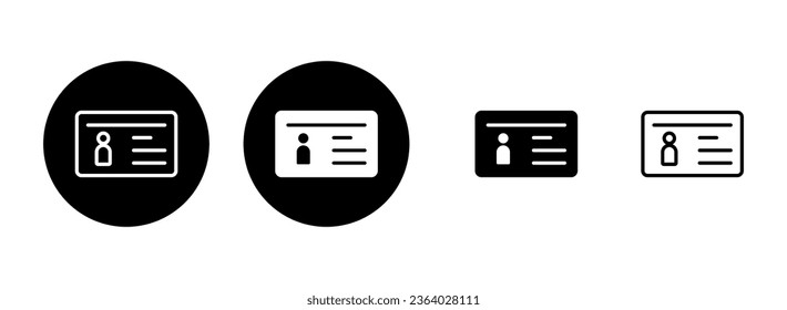 License icon set illustration. ID card icon. driver license, staff identification card 