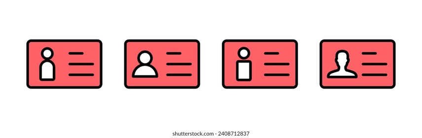 License icon set illustration. ID card icon. driver license, staff identification card 