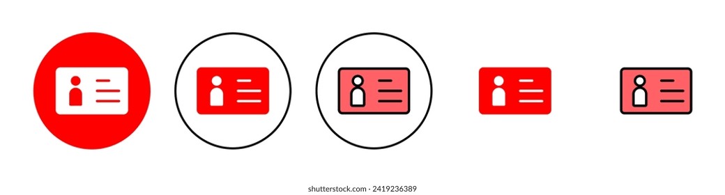 License icon set illustration. ID card icon. driver license, staff identification card 