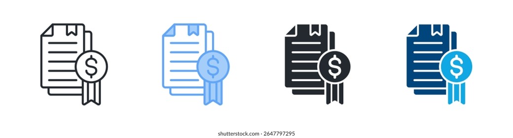 License Icon Set Multiple Style. Designed In Outline, Blue, Glyph, Dual Tone