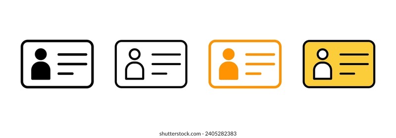 vector conjunto de iconos de licencia. Icono de tarjeta de identificación. licencia de conducir, tarjeta de identificación del personal 