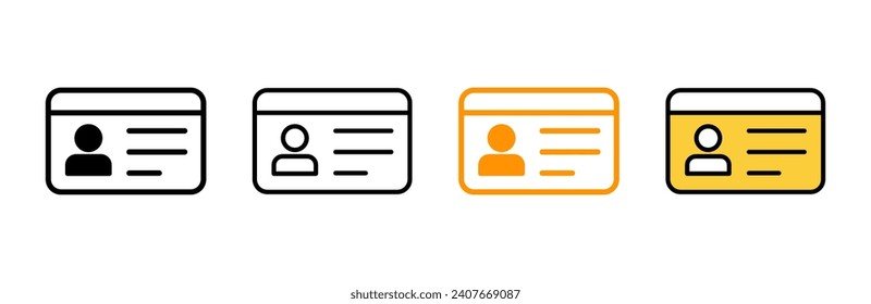 License icon set vector. ID card icon. driver license, staff identification card 