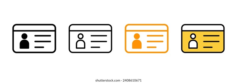 vector conjunto de iconos de licencia. Icono de tarjeta de identificación. licencia de conducir, tarjeta de identificación del personal 