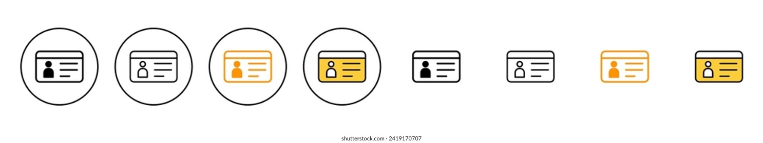 License icon set vector. ID card icon. driver license, staff identification card 