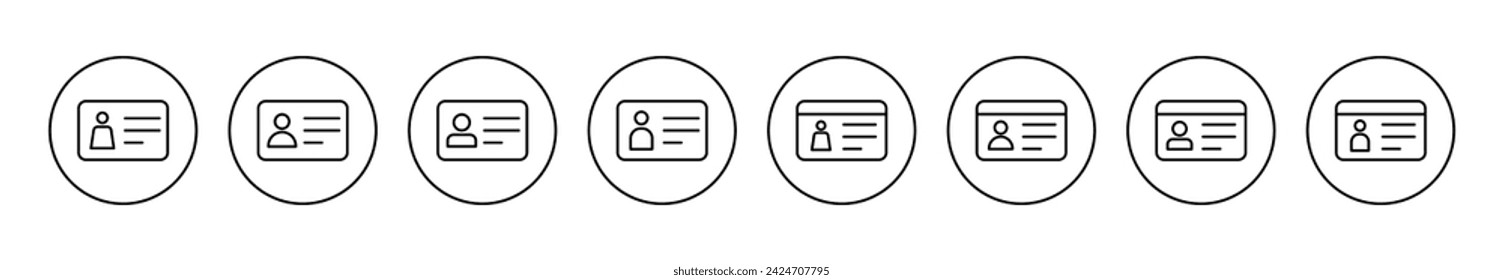 License icon set vector. ID card icon. driver license, staff identification card 
