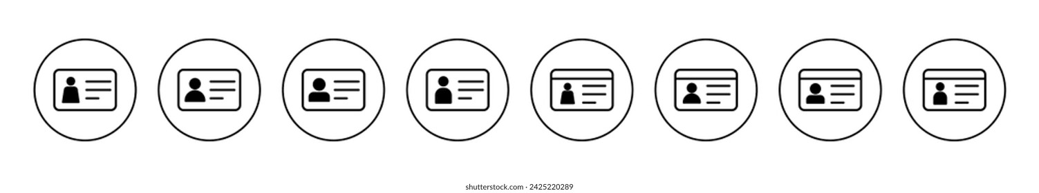 License icon set vector. ID card icon. driver license, staff identification card 