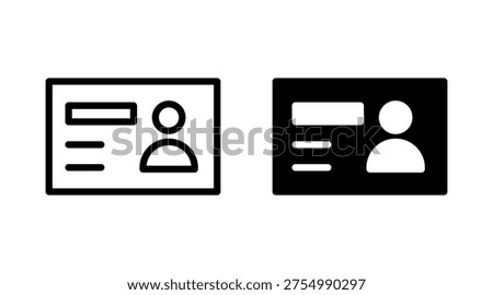 License icon set vector. ID card icon. driver license, staff identification card 