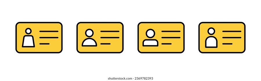 License icon set for web and mobile app. ID card icon. driver license, staff identification card 