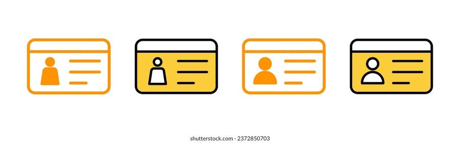 License icon set for web and mobile app. ID card icon. driver license, staff identification card 