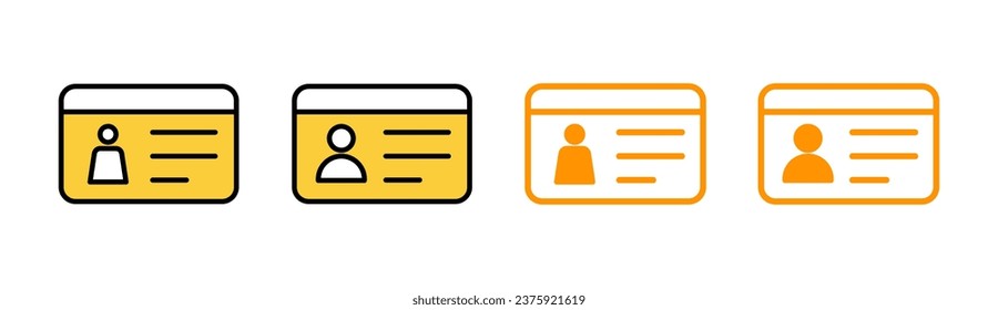 License icon set for web and mobile app. ID card icon. driver license, staff identification card 