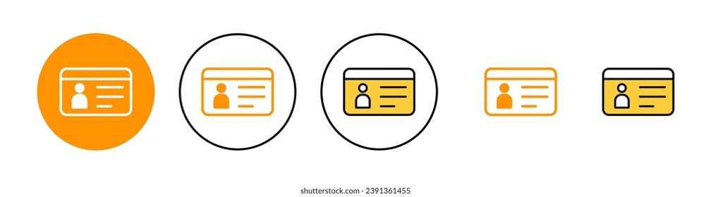 License icon set for web and mobile app. ID card icon. driver license, staff identification card 