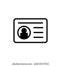 License icon symbol for apps and websites. ID card icon. driver license, staff identification card 