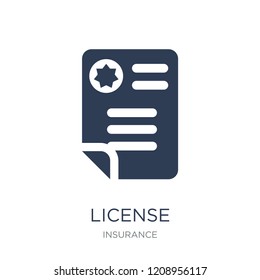 License icon. Trendy flat vector License icon on white background from Insurance collection, vector illustration can be use for web and mobile, eps10