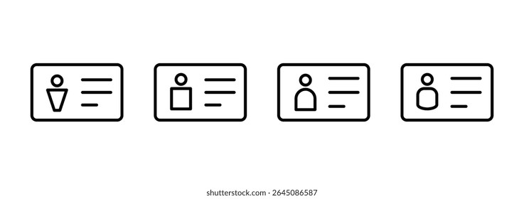 Vetor do ícone de licença. Ícone do cartão de identificação. carta de condução, cartão de identificação do pessoal 